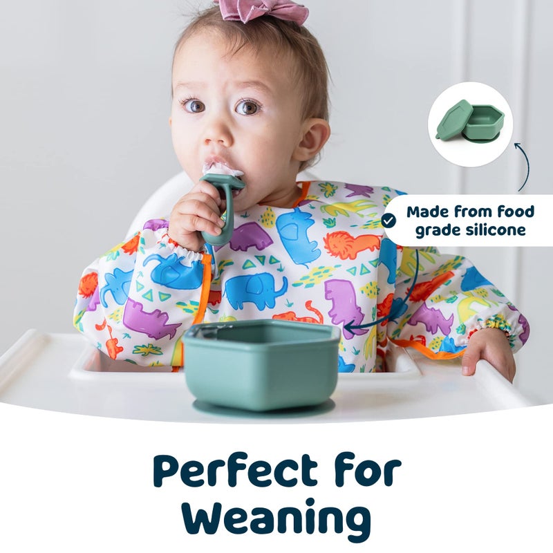 Tiny Twinkle Silicone Suction Bowl with Lid for Baby and Toddler - 100% Silicone - BPA Free - Microwave Safe - Suction Bowls For Baby, Snack Containers For Toddlers (Olive) - Image 4